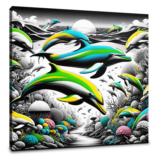 Dolphin Dance Pop Art Spectacle Canvas