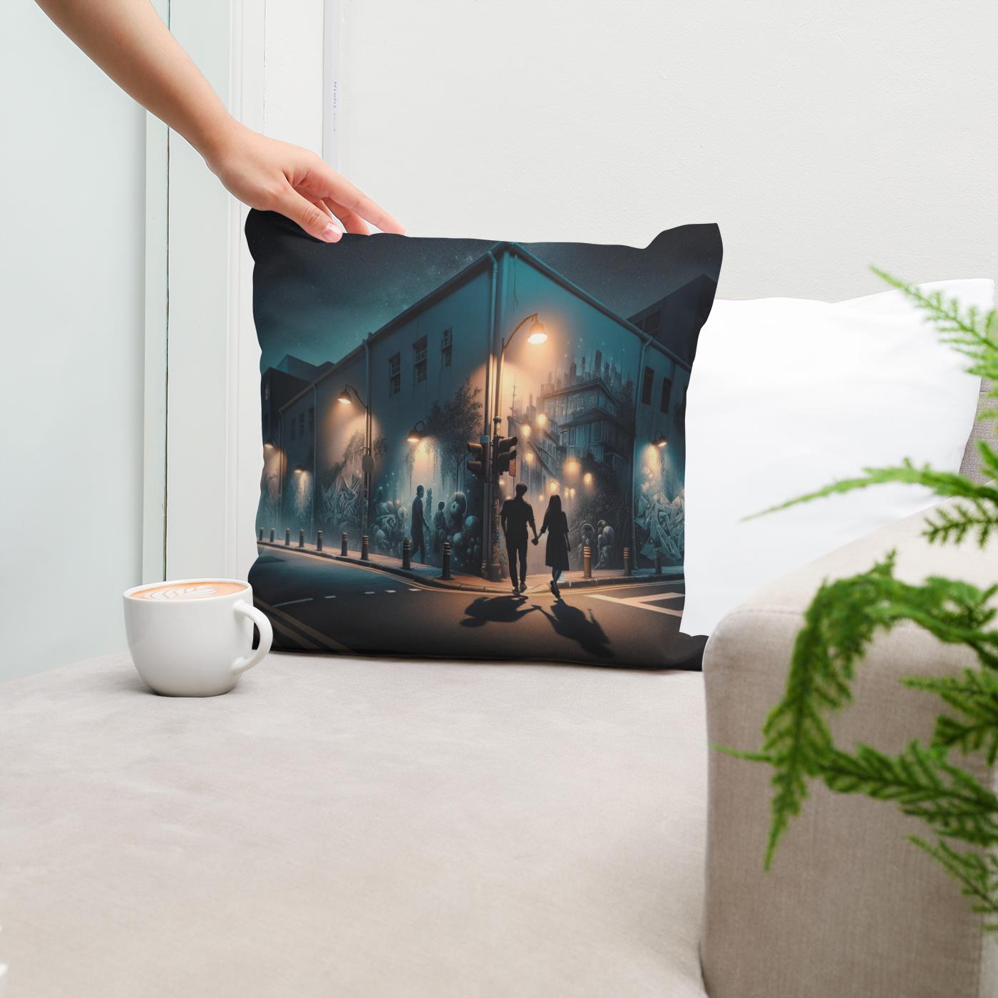 Midnight Mural Walk Cotton Cushion