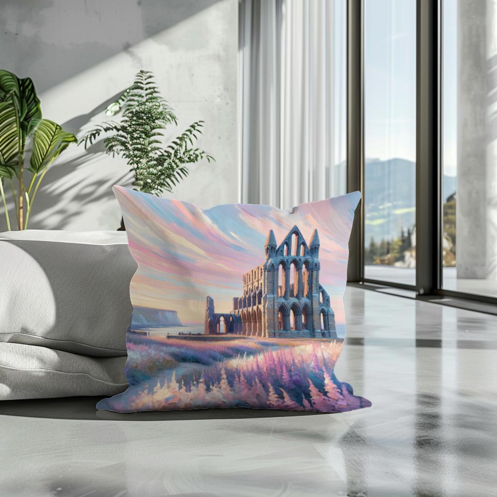 Whitby Abbey Sunrise Cotton Cushion