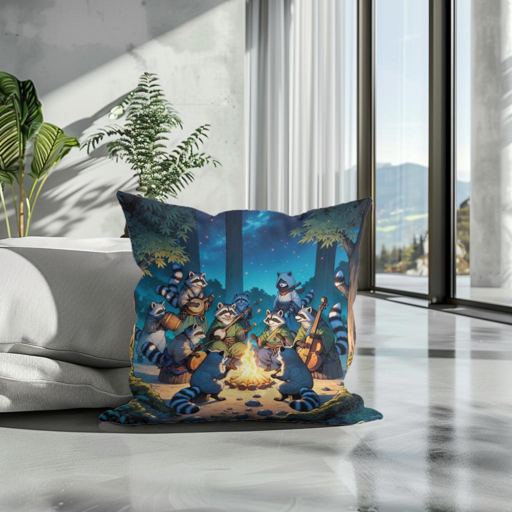 Enchanted Tanuki Festivity Cotton Cushion