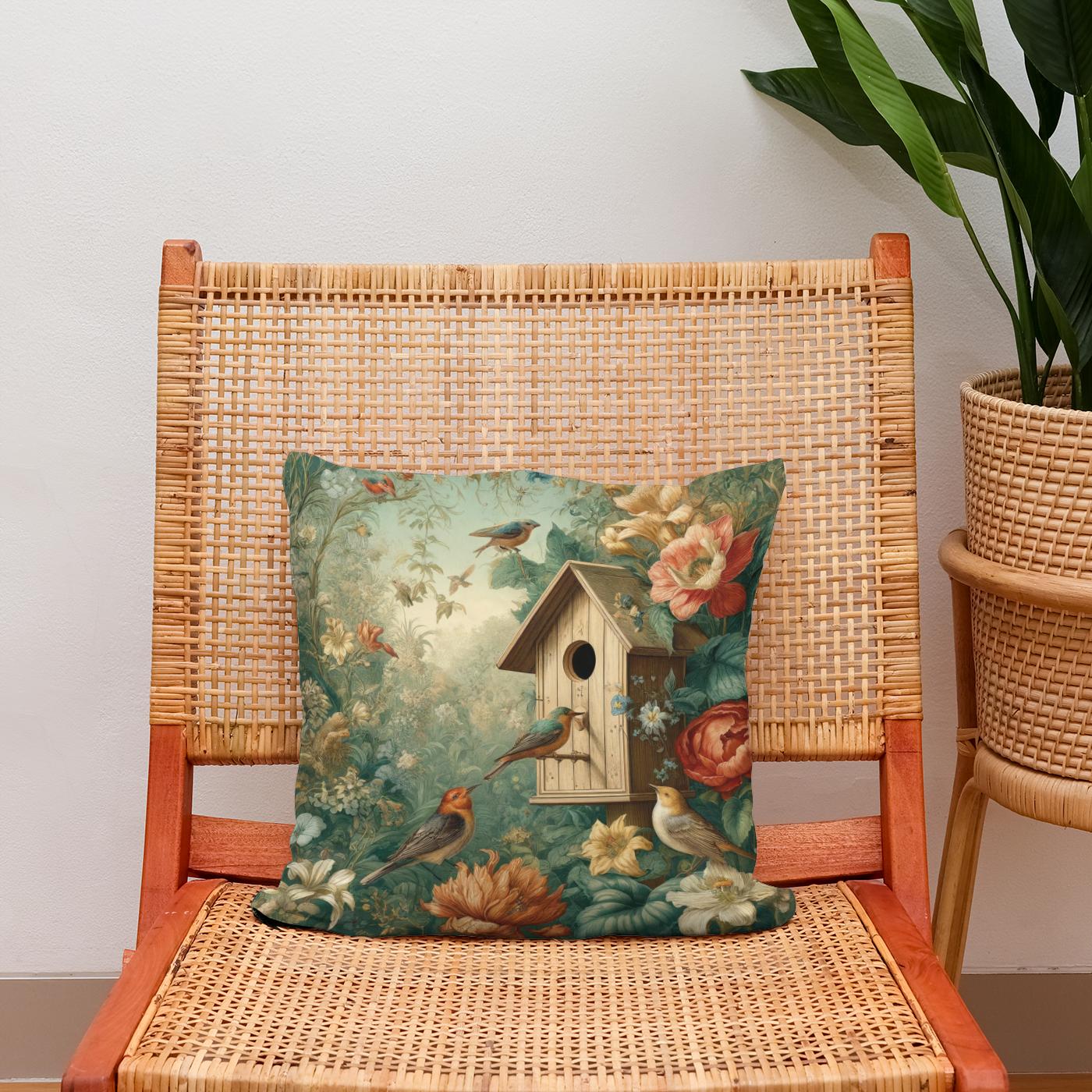 Springtime Nest Haven Cotton Cushion