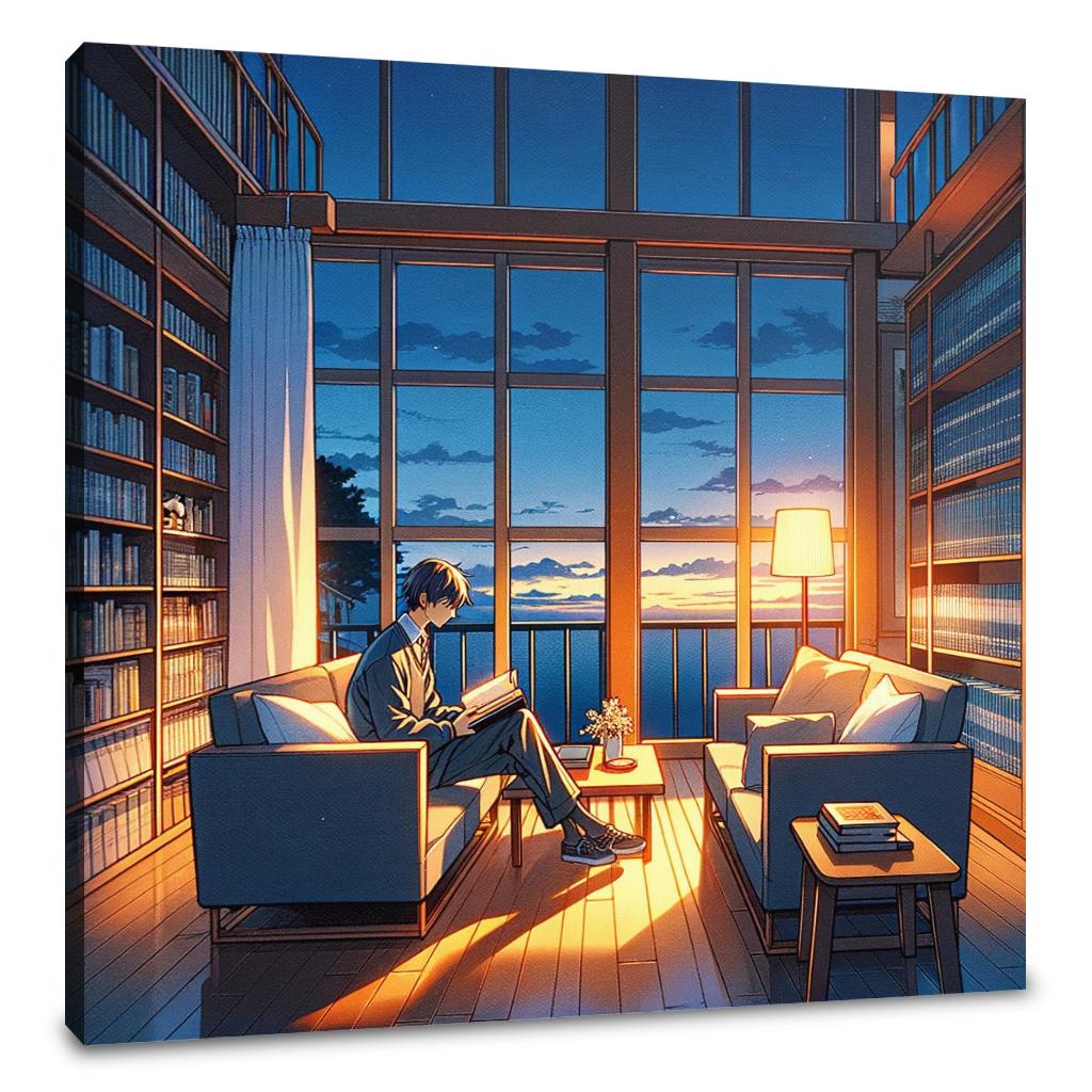 Twilight Library Calm Canvas