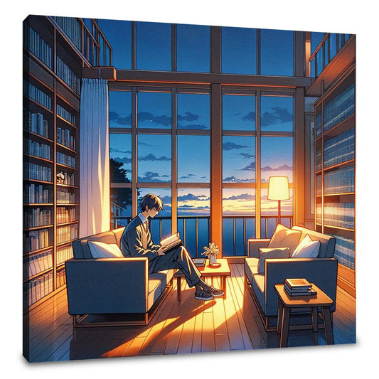 Twilight Library Calm Canvas