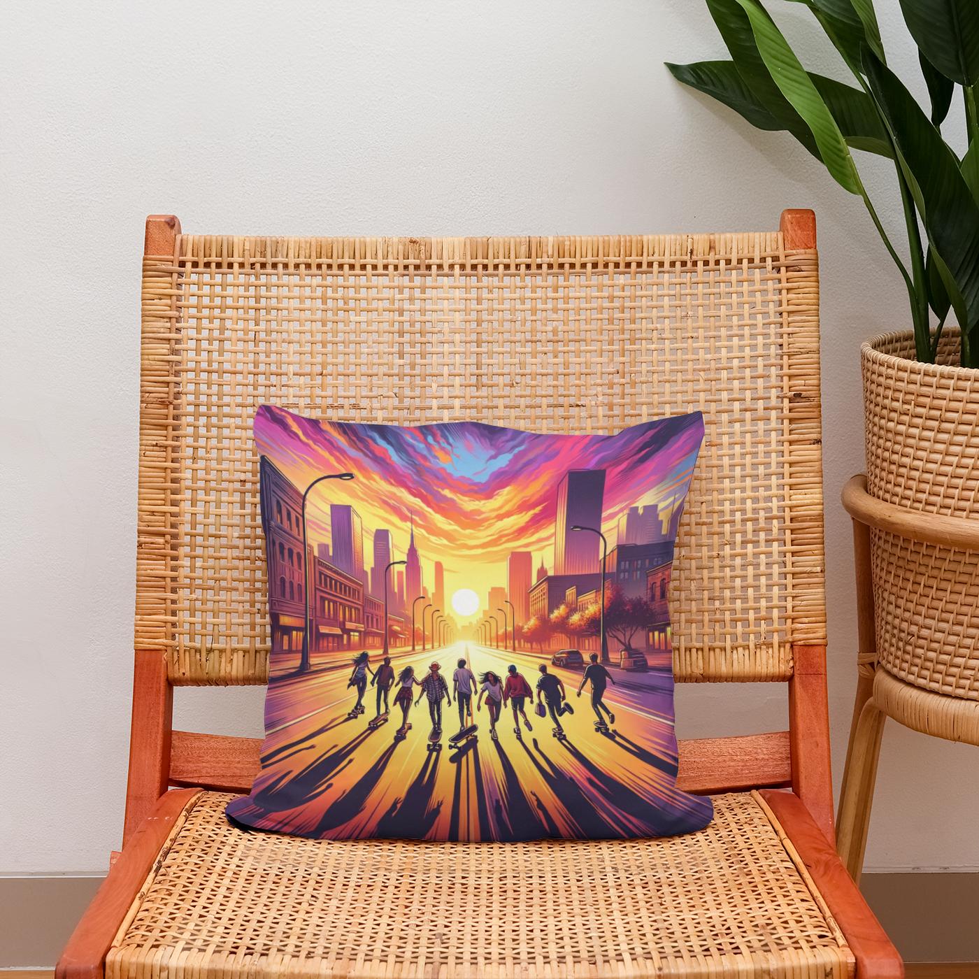 Golden Hour Skateboard Summer Cotton Cushion