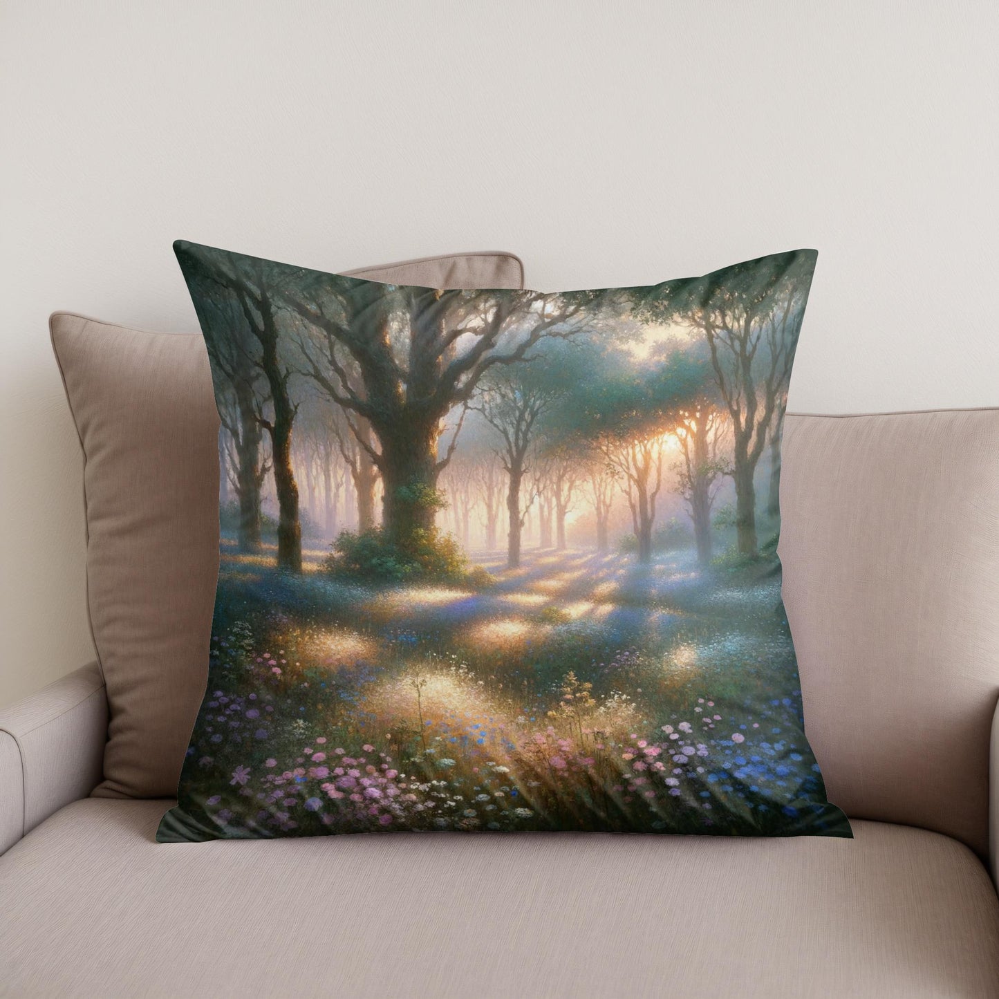 Dawn's Tranquil Glade Cotton Cushion
