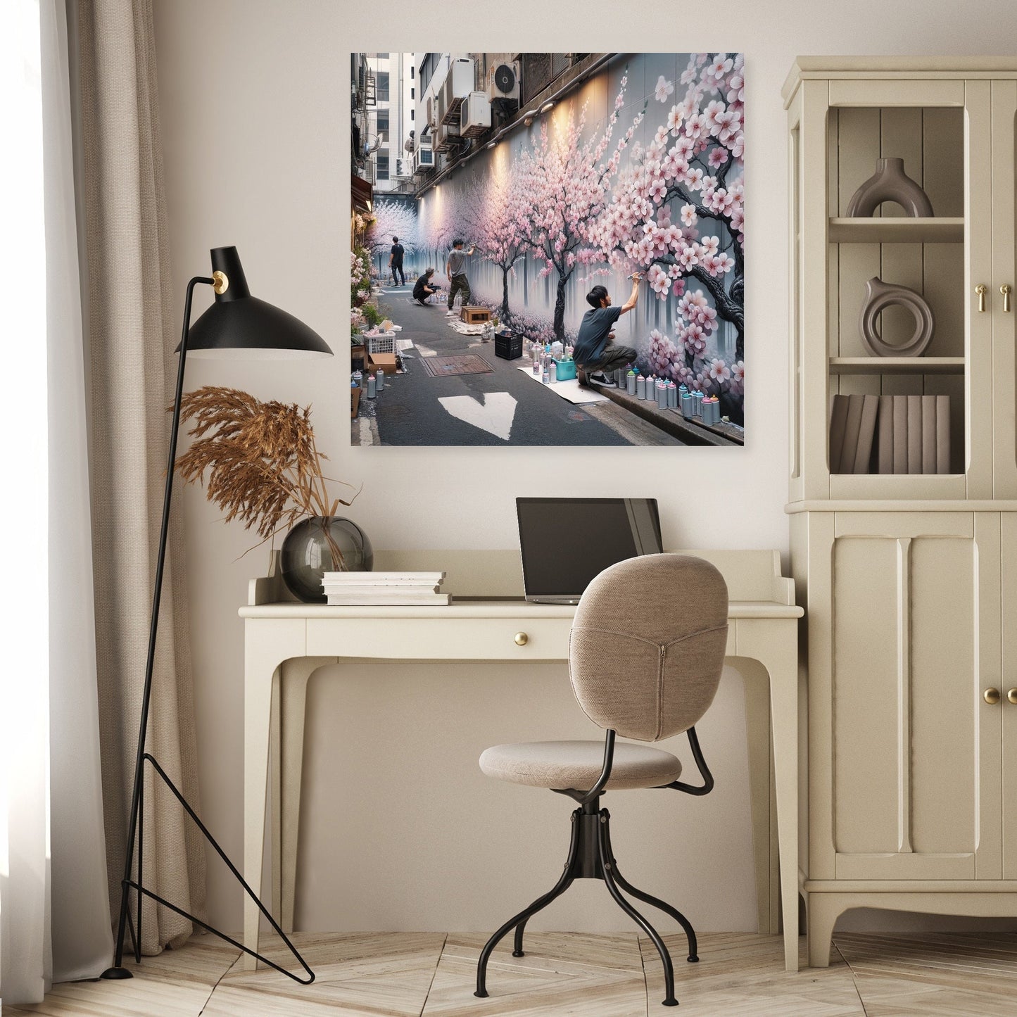 Cherry Blossom Graffiti Canvas