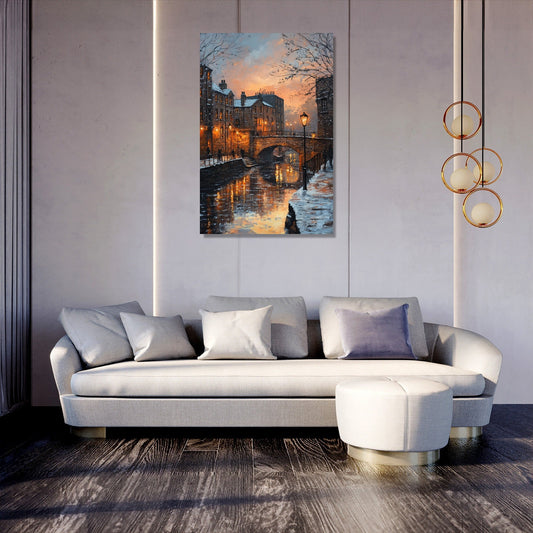 Industrial Sunset Chaos Canvas