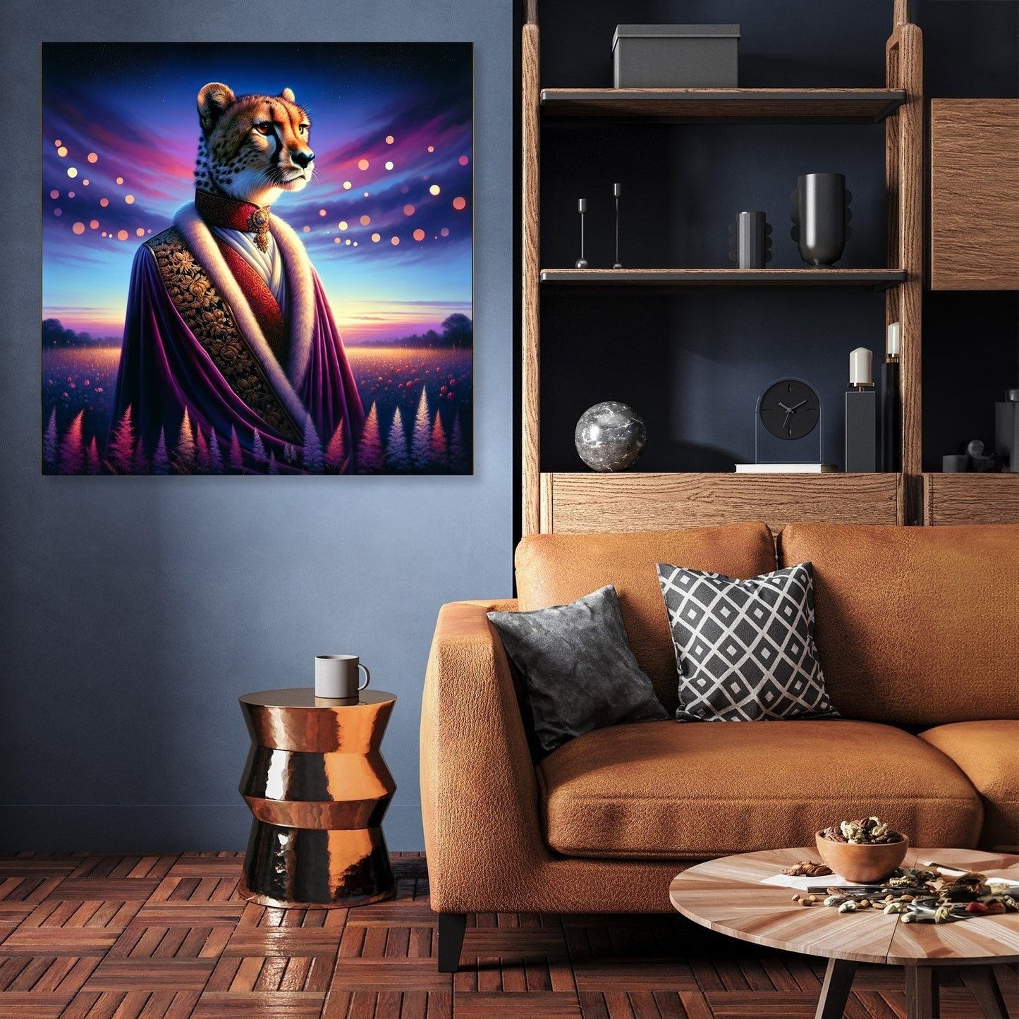 Regal Cheetah Dusk Royalty Canvas