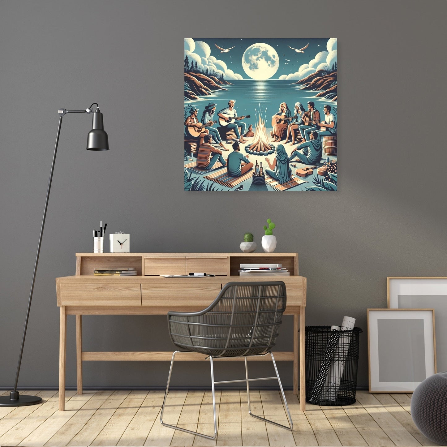Beach Bonfire Rock Canvas