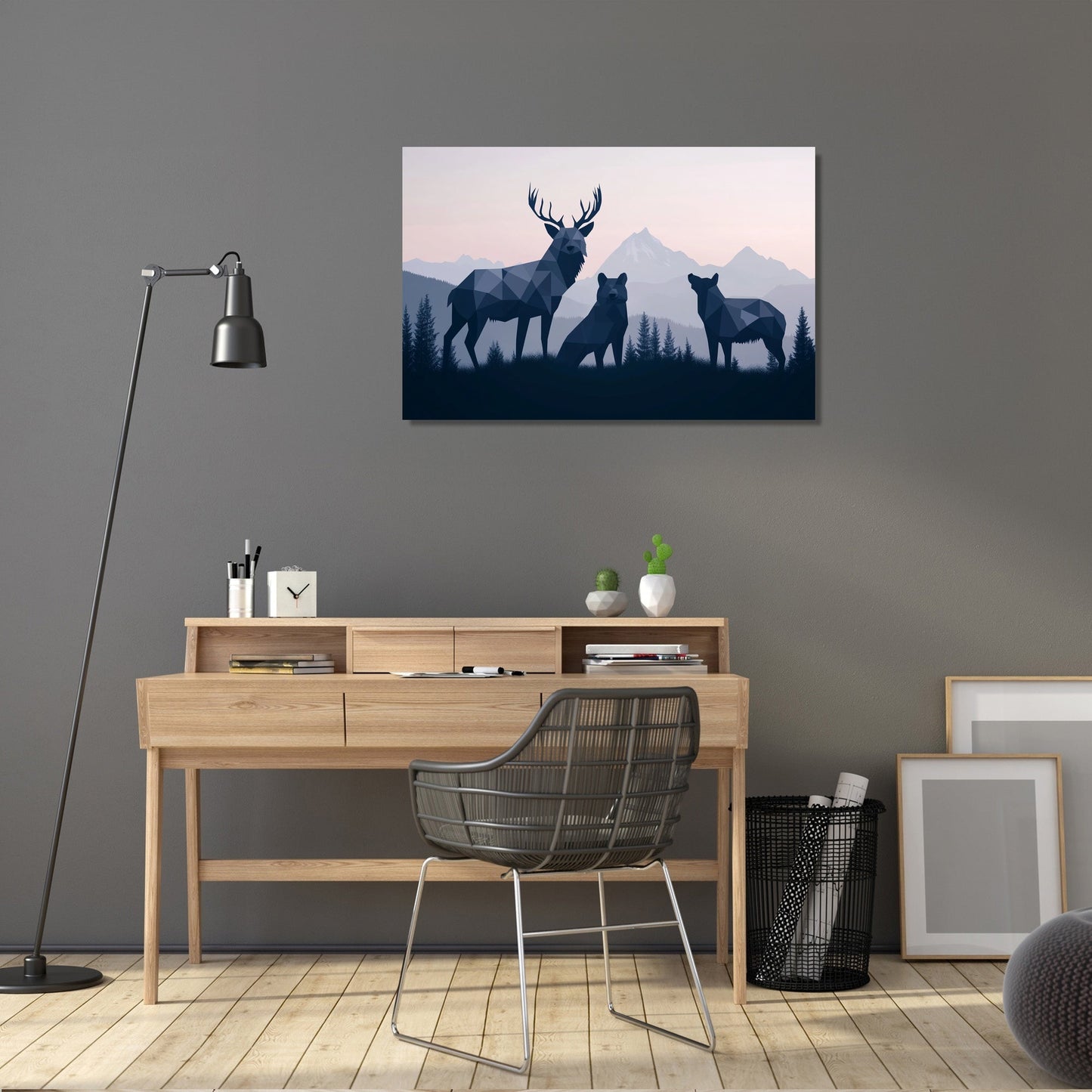 Sombre Wildlife Geometry Canvas
