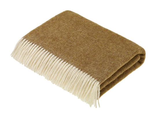Herringbone Shetland Pure New Wool Throw - Gold