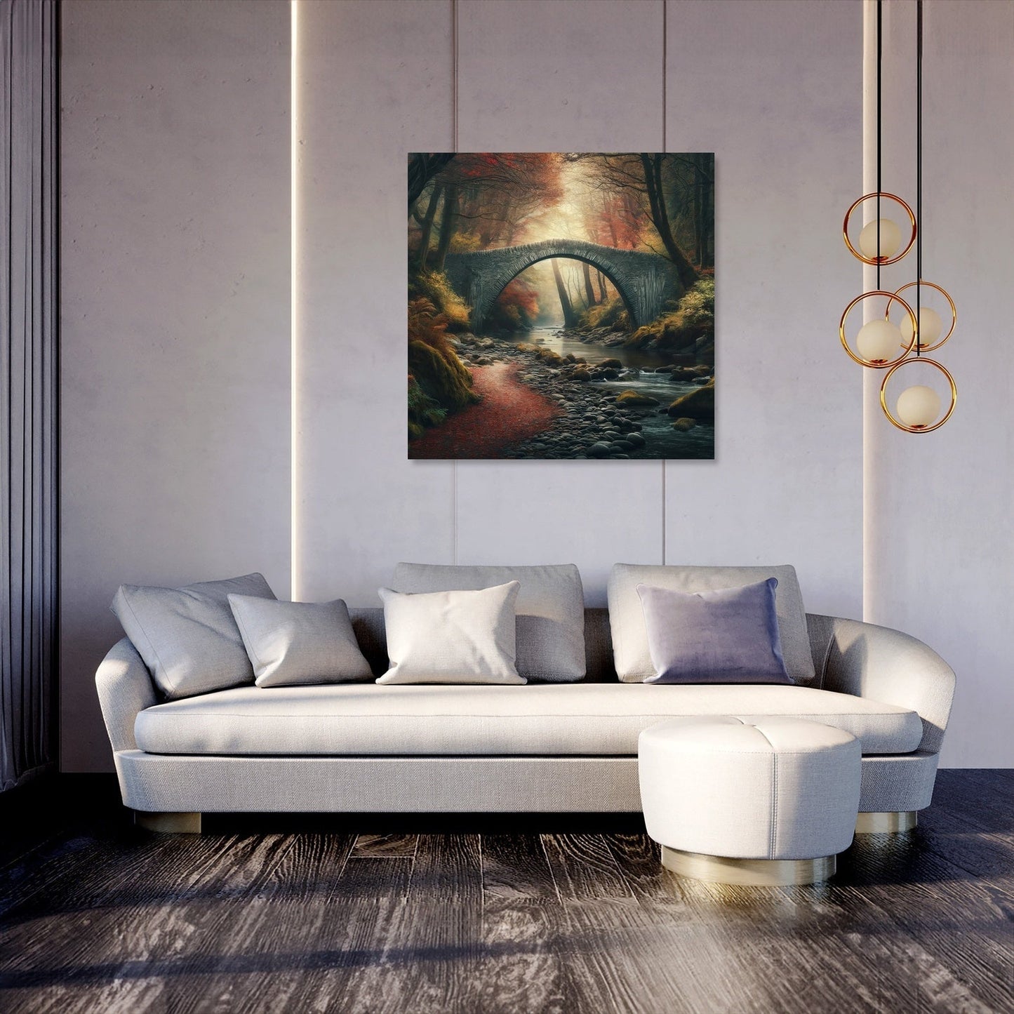 Autumn Bridge Solitude Canvas