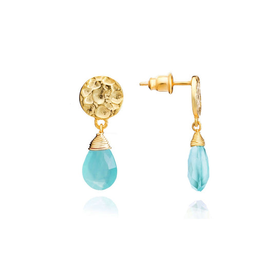 Classic Athena Drop Earrings Aqua Pariba Onyx