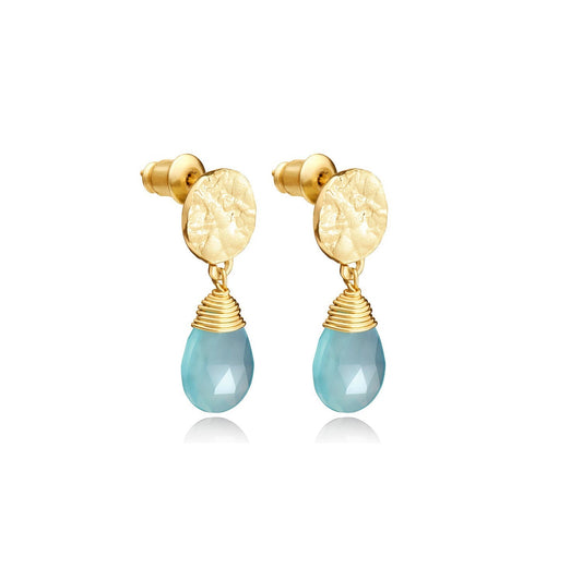 Classic Athena Drop Earrings Aqua Pariba Onyx