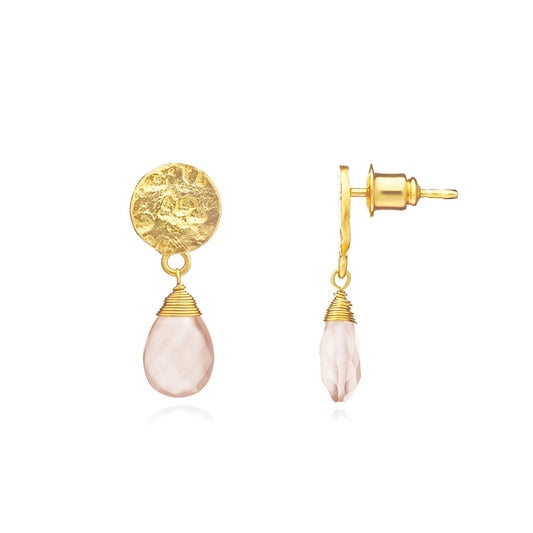 Classic Athena Drop Earrings: Pink Chalcedony