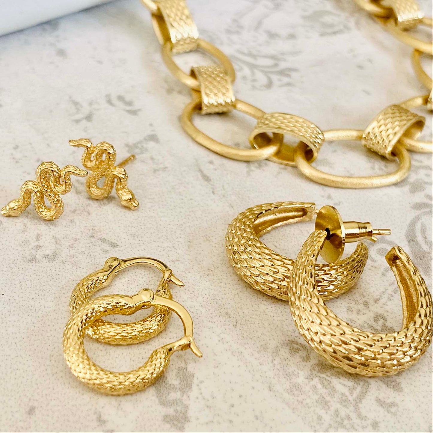 [PRE-ORDER] Medusa Gold Snake Scale Hoops