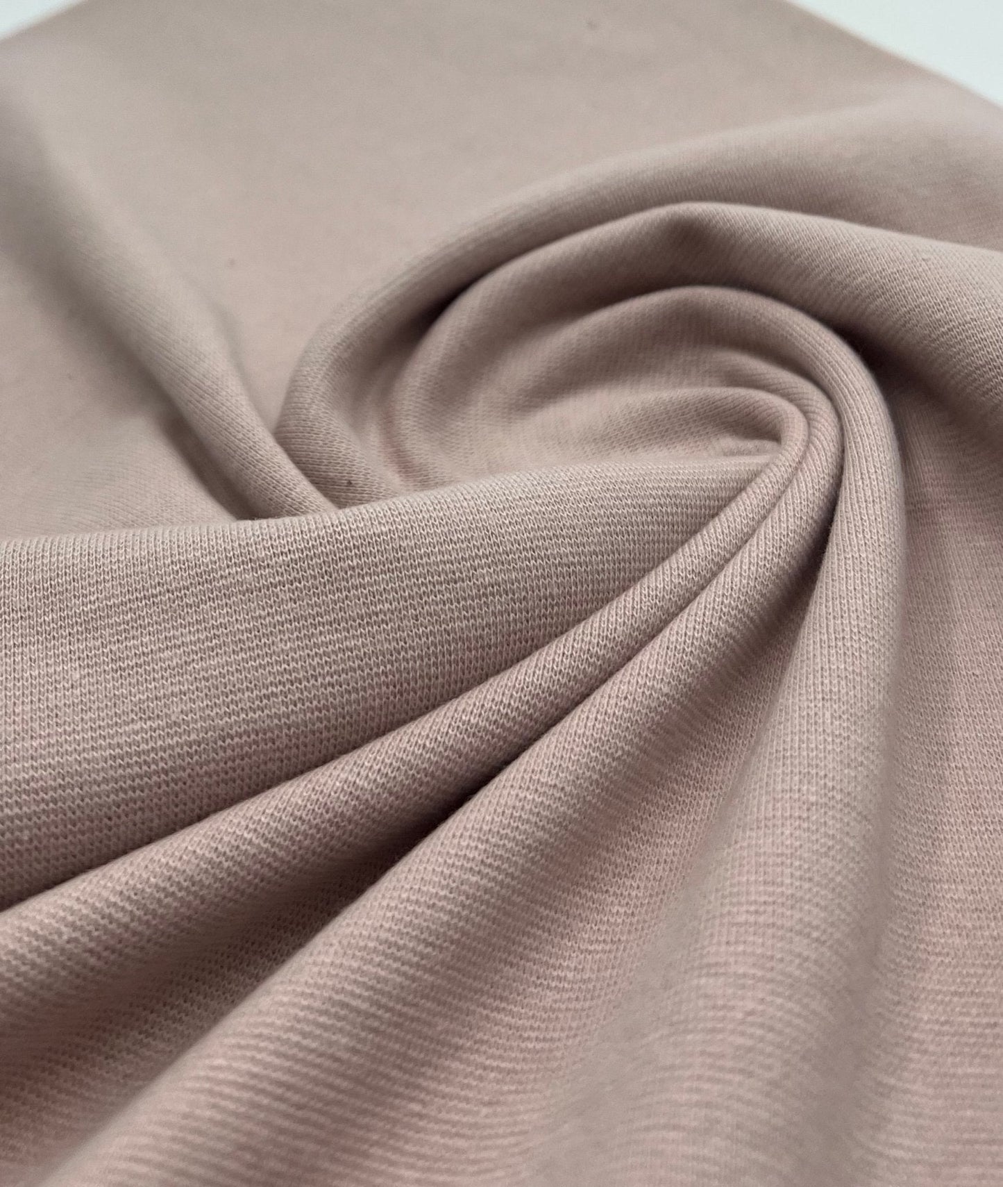 Earthy Pink Jersey Cuffing Ribbing Fabric 270 GSM Cotton Knit 70cm Wide