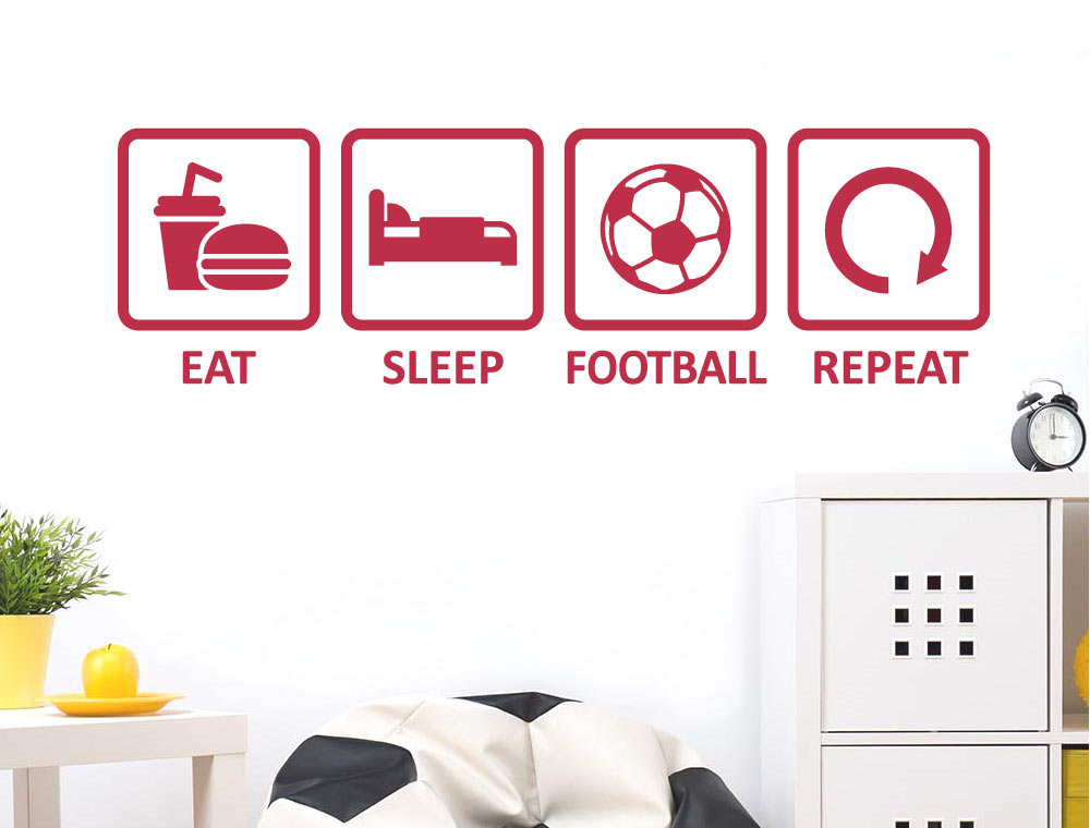 Eat Sleep Football Repeat Wall Sticker – Bedroom Football Wall Art Decor