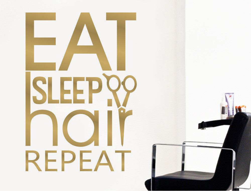 Eat Sleep Hair Repeat Salon Wall Sticker