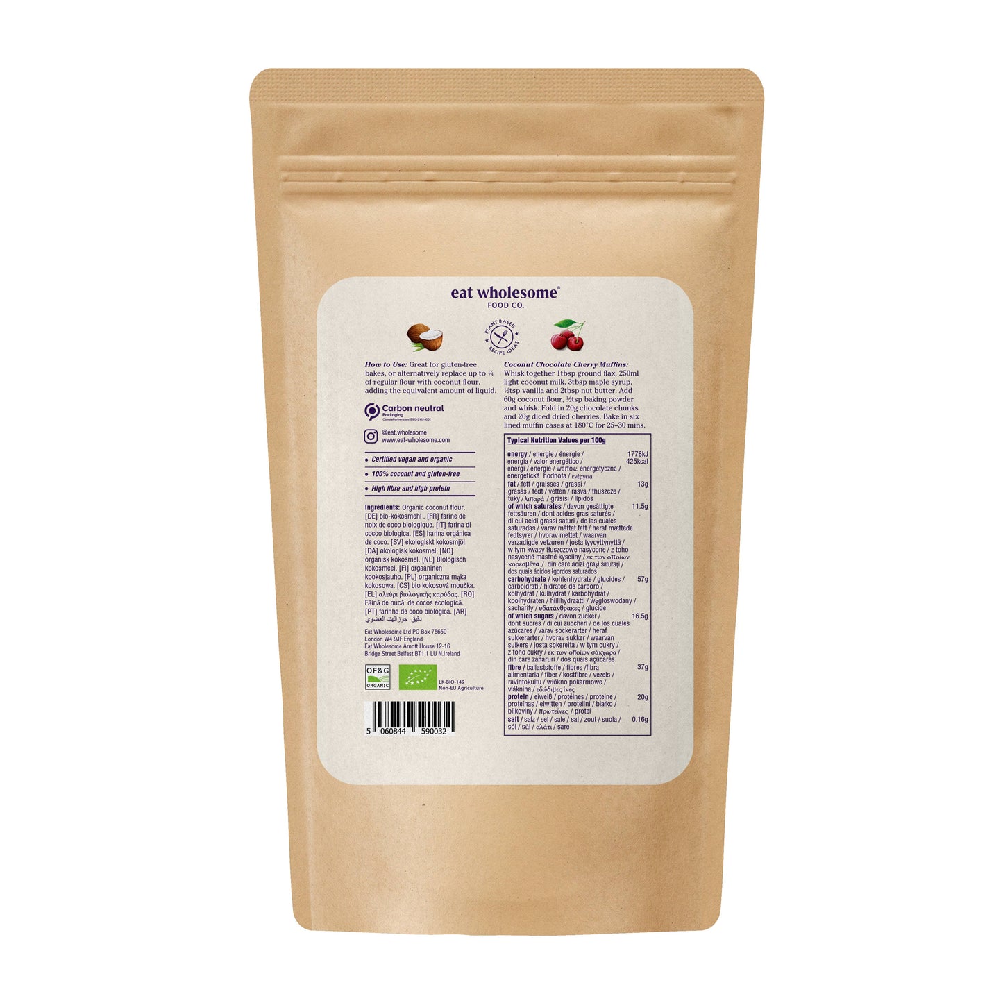 Eat Wholesome Organic Coconut Flour 500g – High Fibre Gluten Free Flour