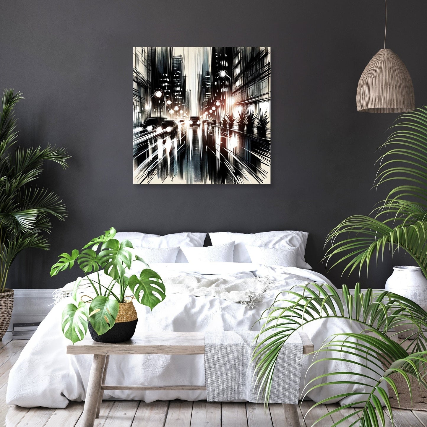 Rainy Night Reflections Canvas
