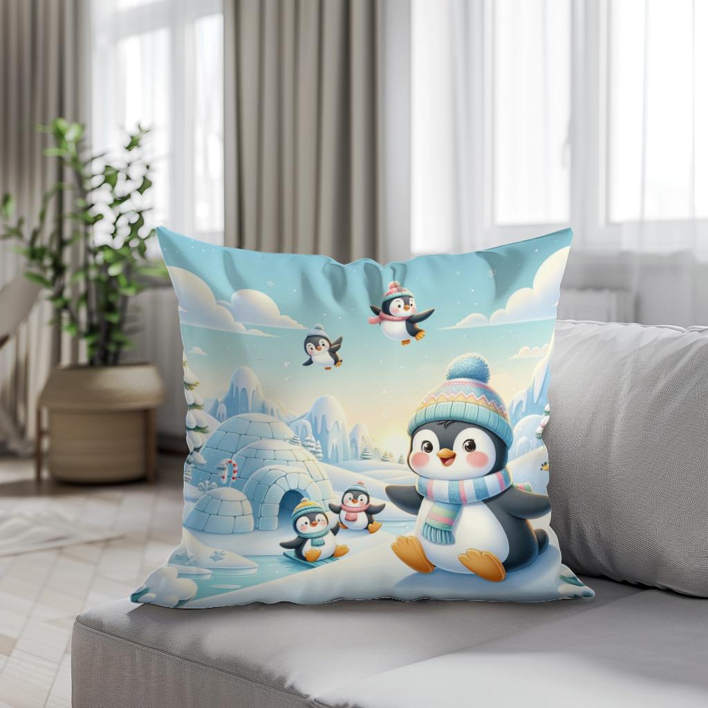 Penguin Frolic Cotton Cushion