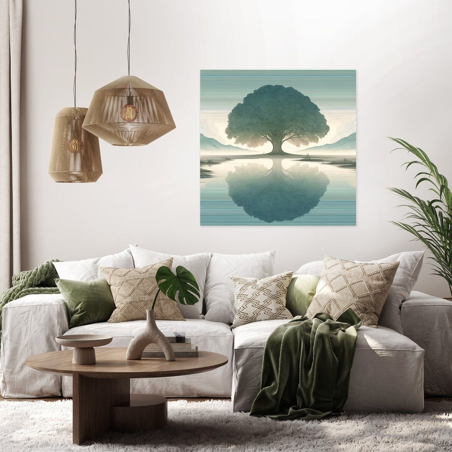 The Lonely Tree on a Misty Morning Canvas