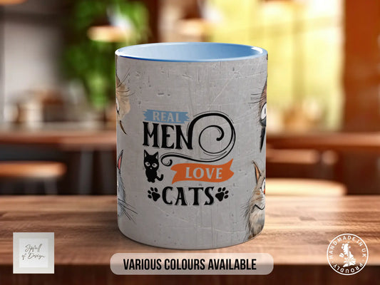 Real Men Love Cats Mug |Cat Dad Coffee Mug | Handmade UK