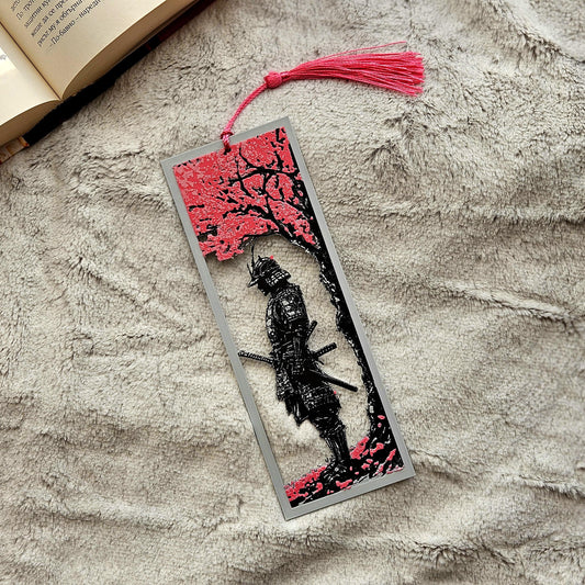 Sakura Samurai 3D Printed Bookmark | Durable PLA with Pink Tassel