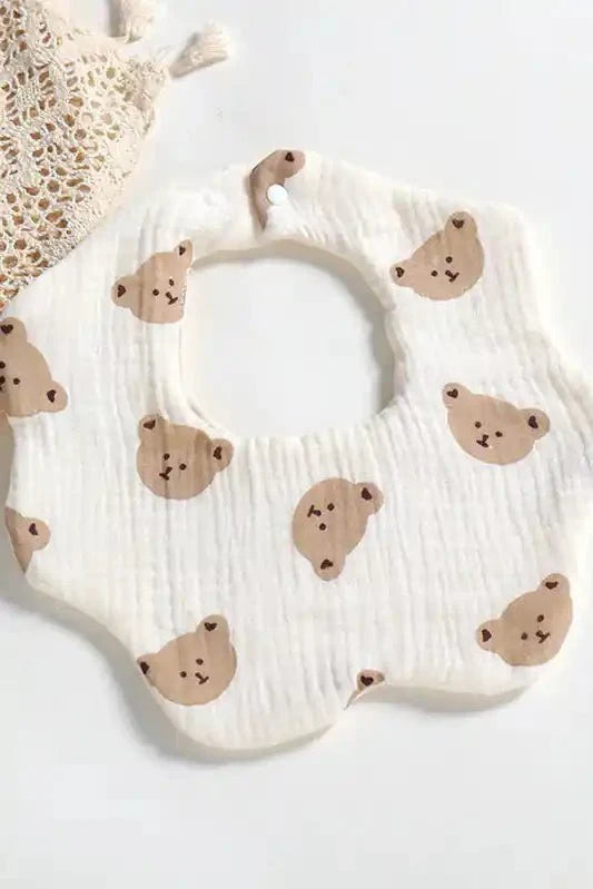 The Bear Bib 100% Cotton Creme