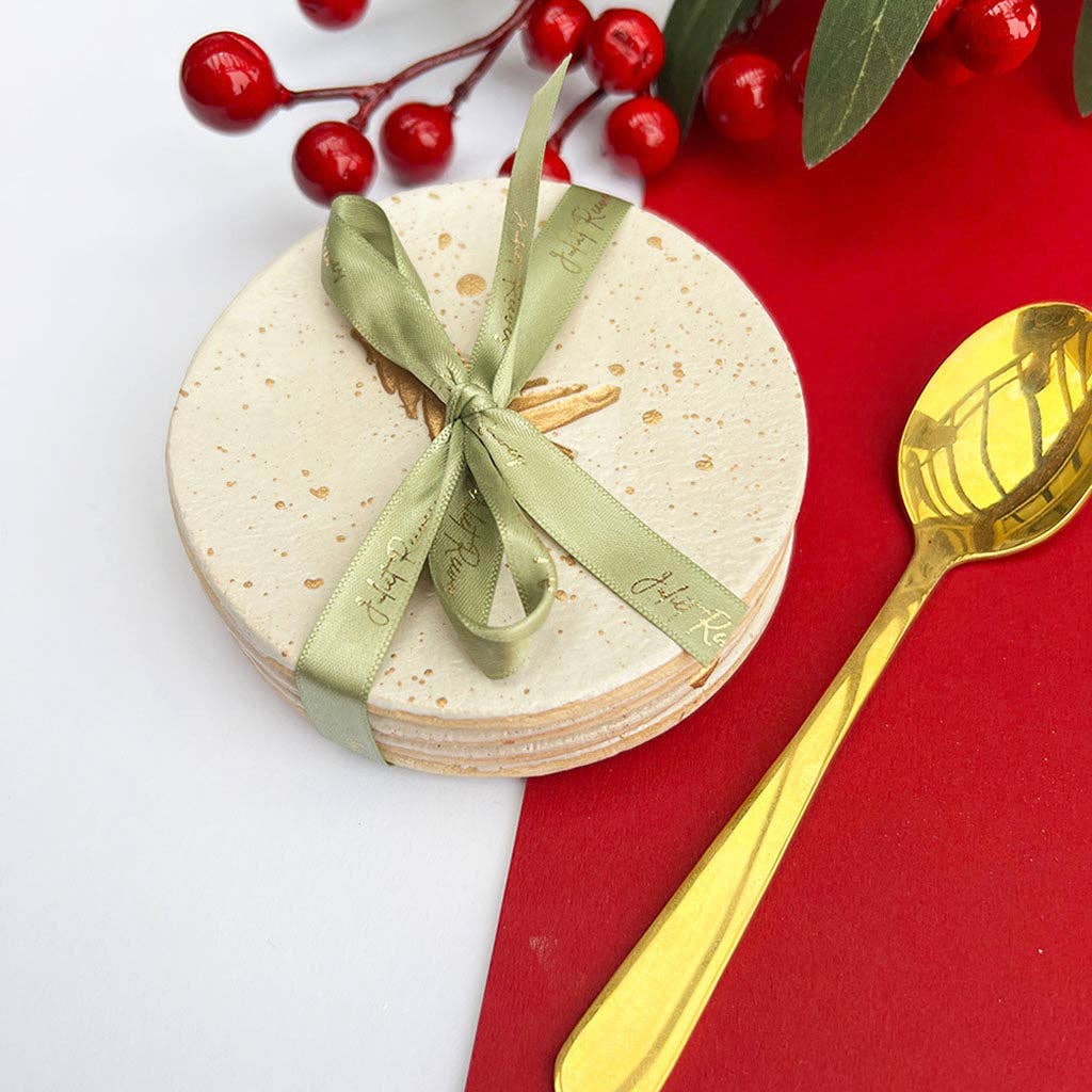 Gold Christmas Tree Coasters