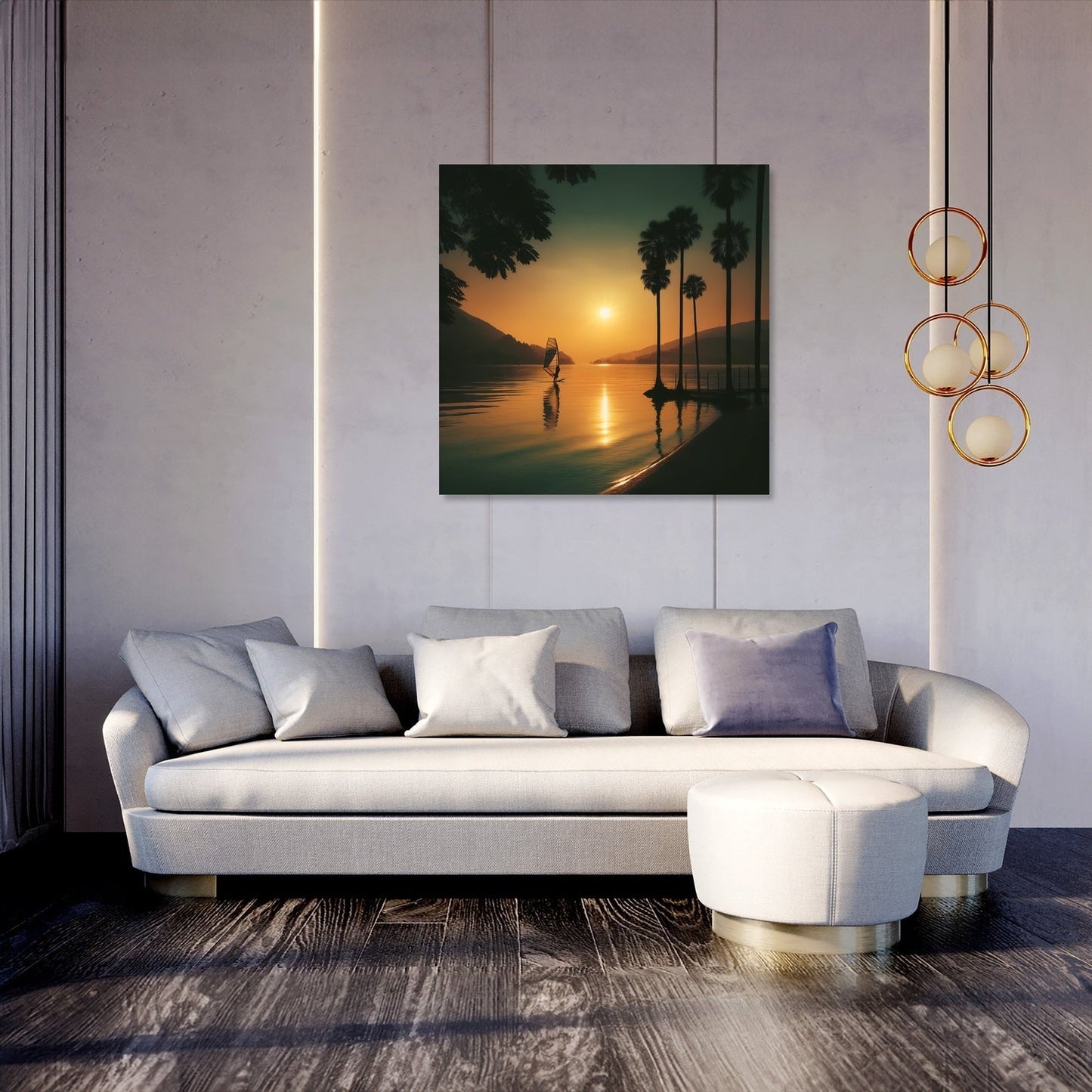 Lakeside Dusk Solitude Canvas