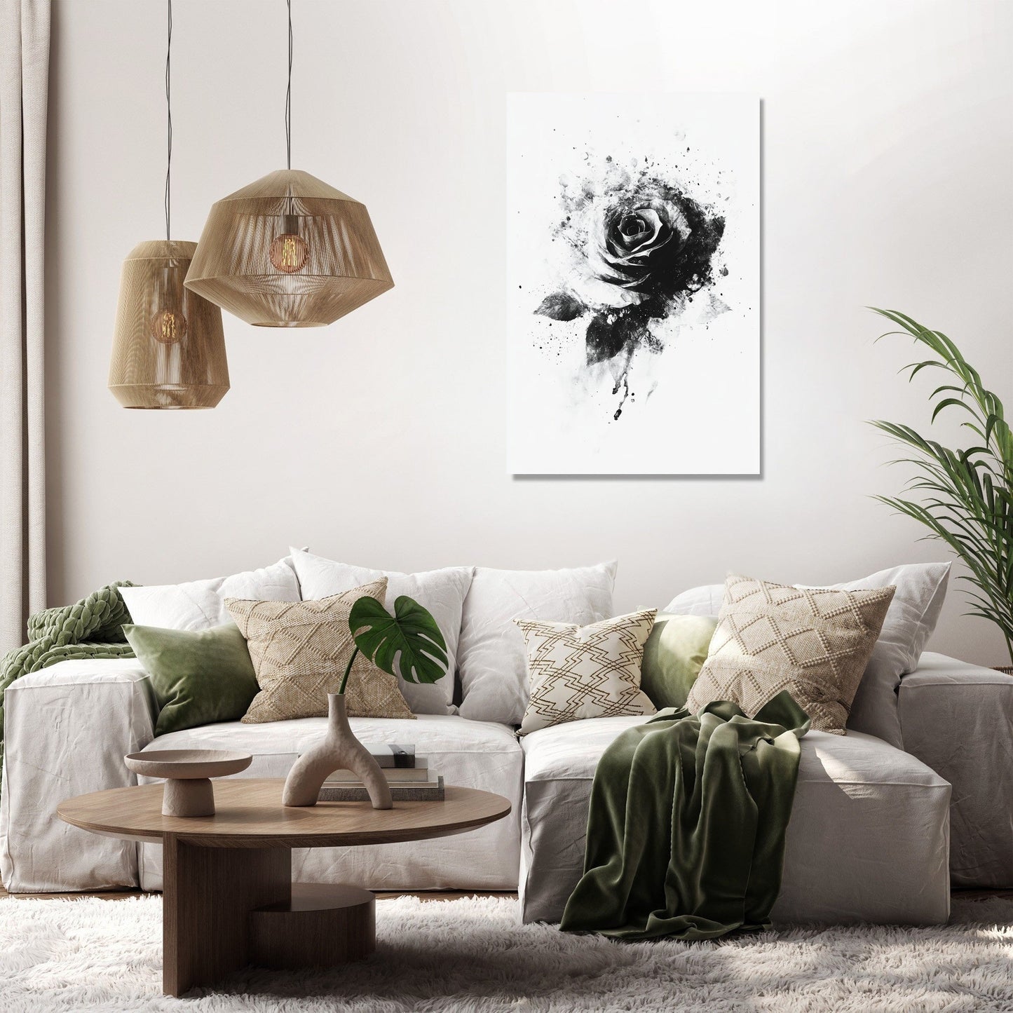 Monochrome Rose Elegance Canvas