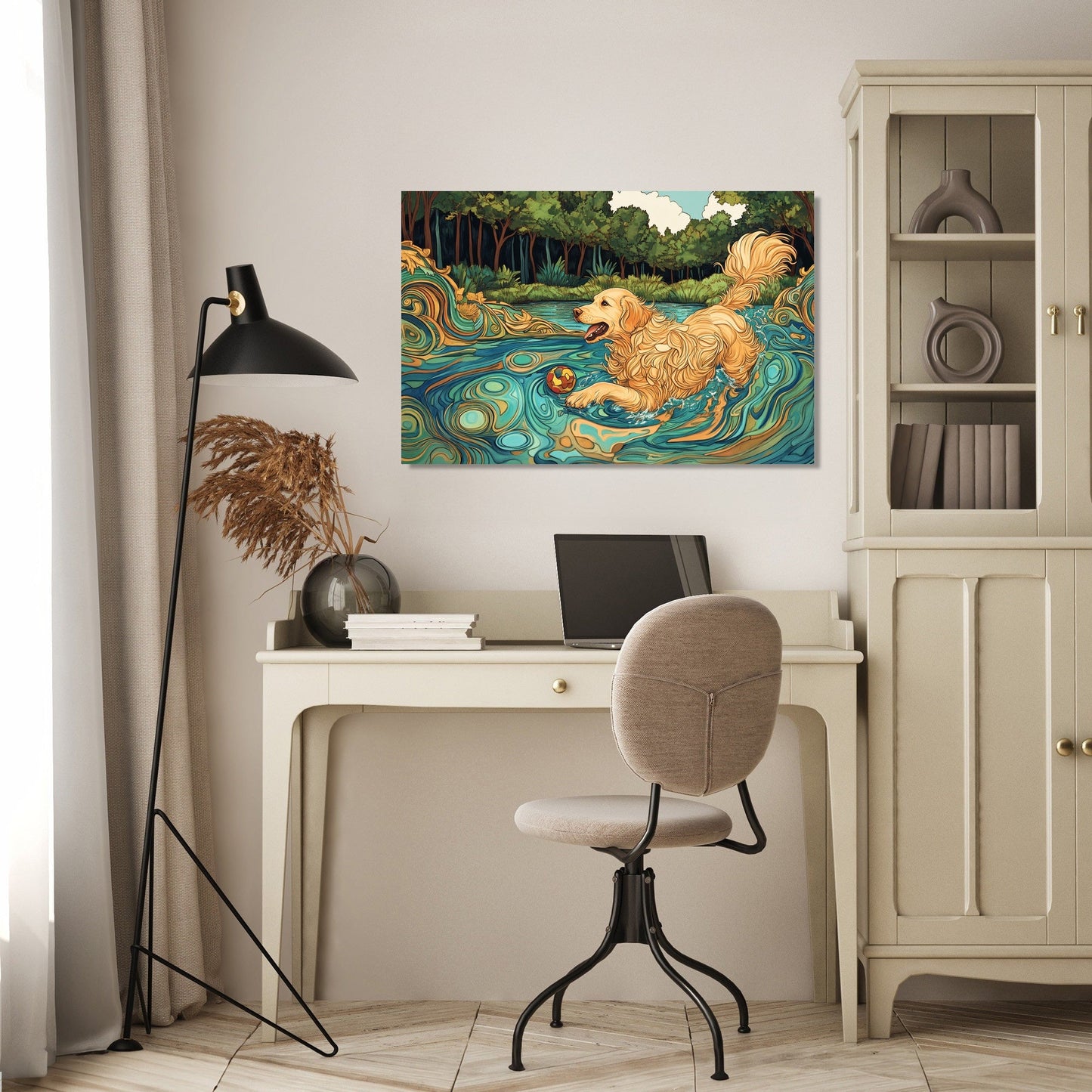 Golden Retriever Lakeside Canvas