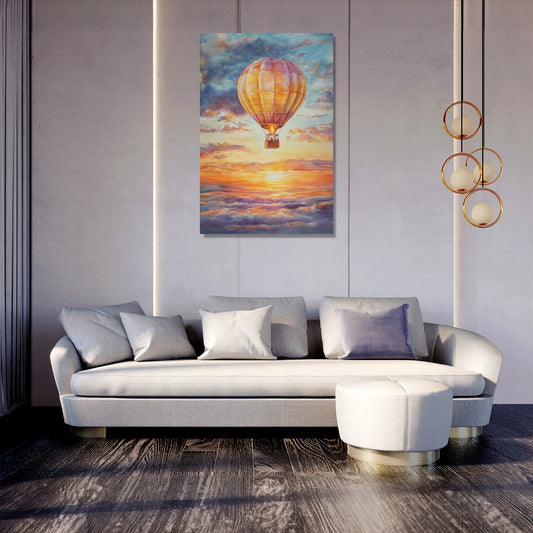Nostalgic Sunset Balloon Canvas
