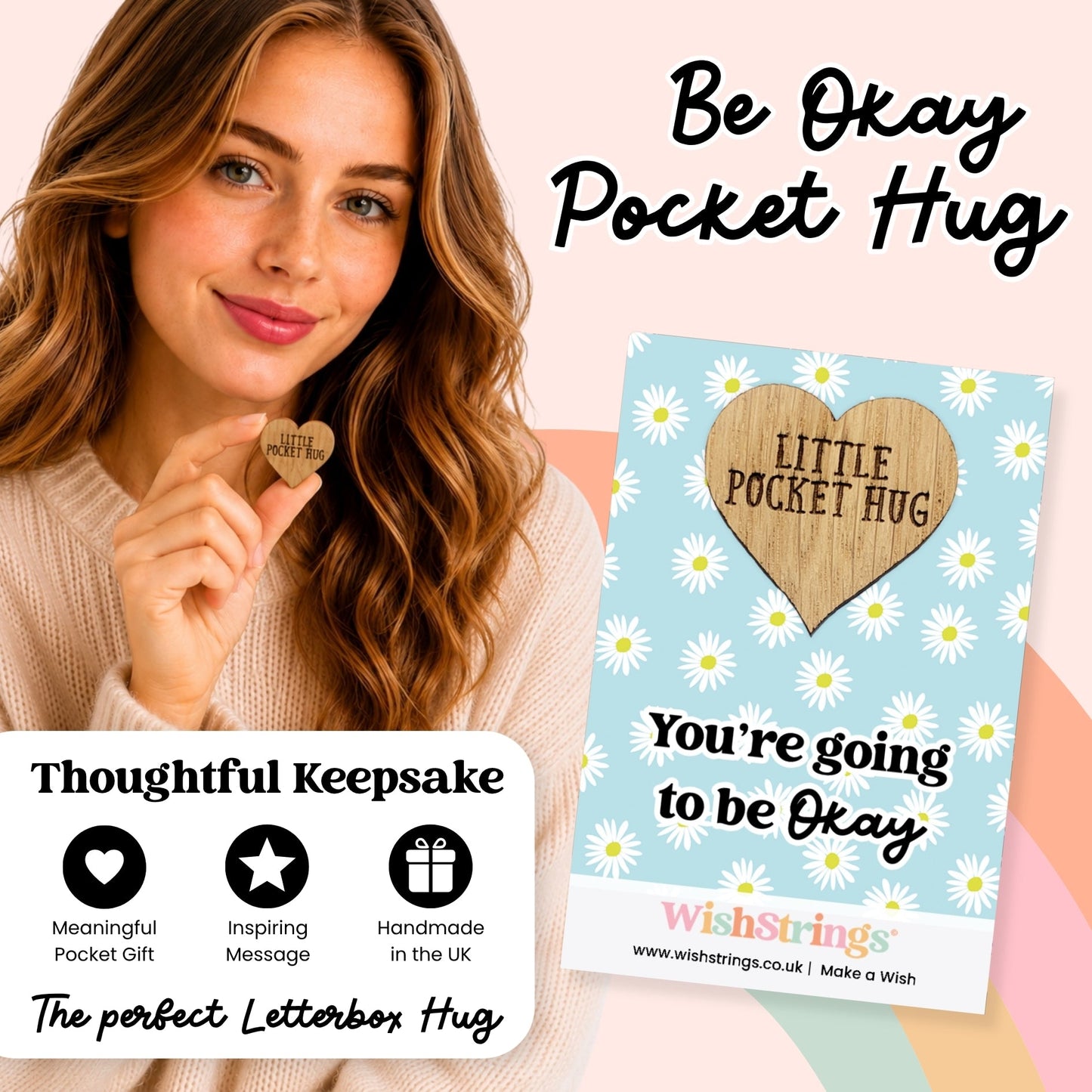 Pocket Hug - You Are Going to Be Okay | Comfort & Encouragement Gift | Keepsake Token for Sending a Hug, Support & Thinking of You