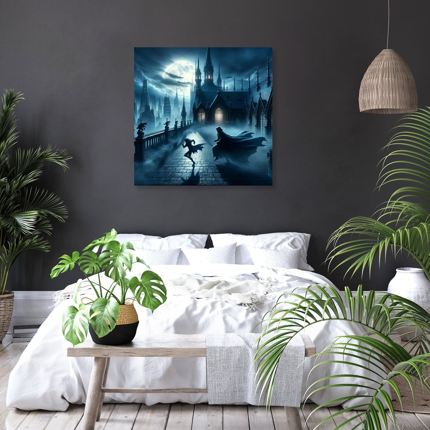 Gothic Rooftop Pursuit Canvas