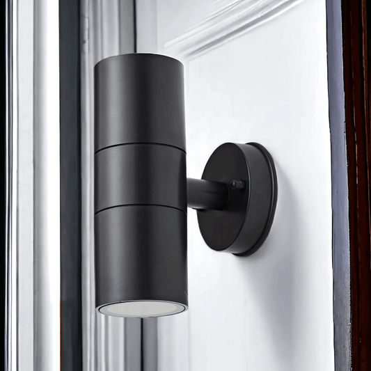 Eclipse Duo Black Outdoor Wall Mounted Up / Down LED Light Mains Wired IP65