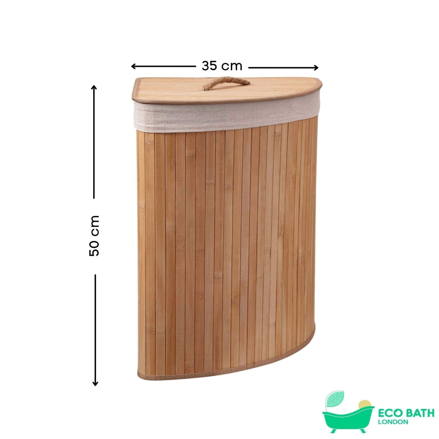 Eco Bath London Bamboo Laundry Basket with Lid and Removable Lining
