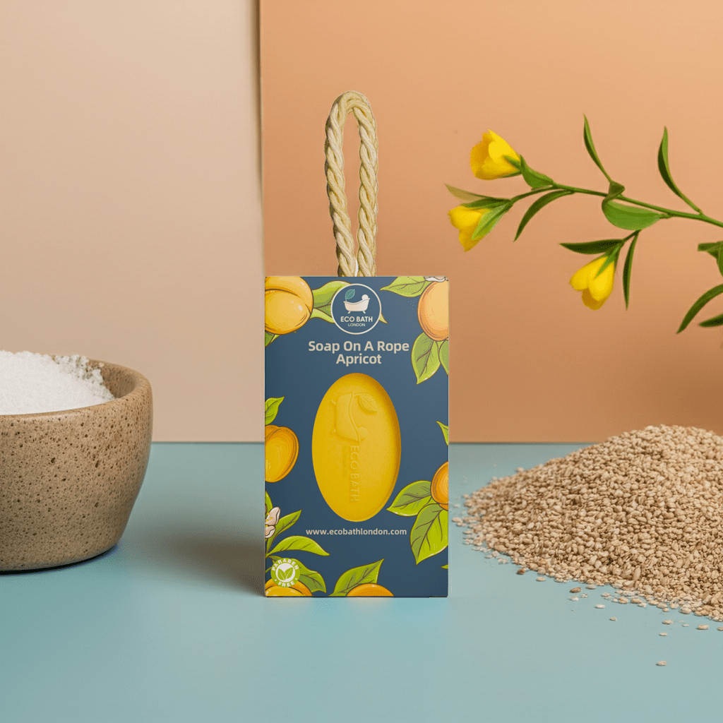 Eco Bath London Apricot Soap on a Rope 220g- Luxury Eco-Friendly Apricot Soap Bar