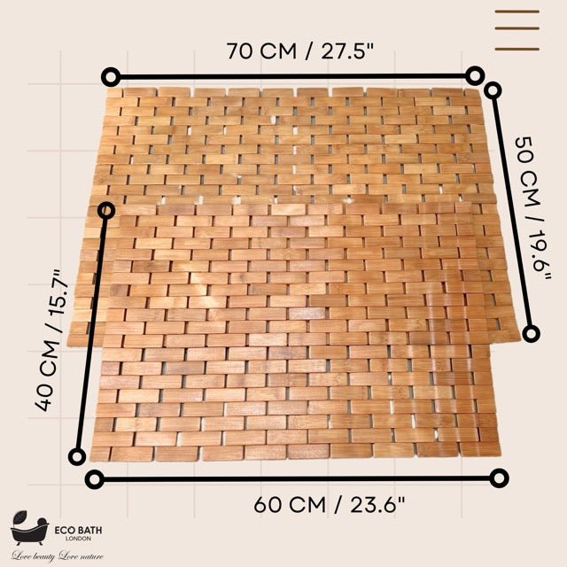 Eco Bath London Bamboo Bath Mat - Roll Up Shower Mat, Anti-Slip and Waterproof Bathroom Spa Shower Mat