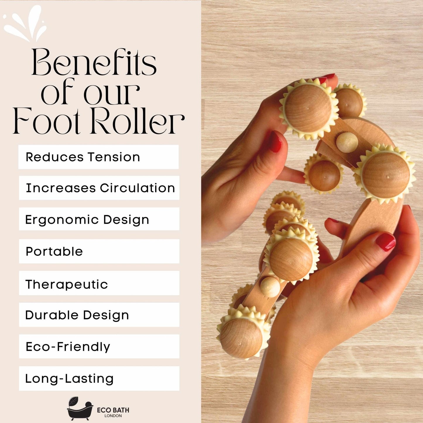 Eco Bath London Deluxe Massager - Natural Wooden Back Massager