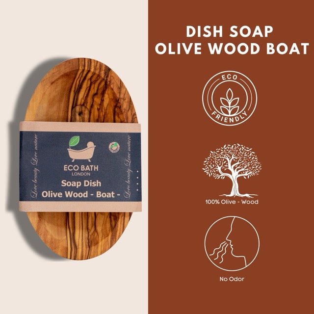 Eco Bath London Olive Wood Boat Shape Soap Dish