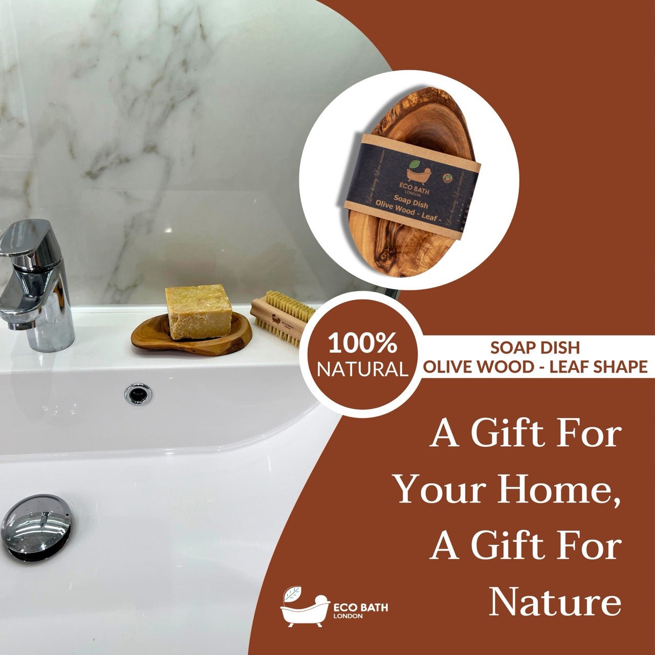 Eco Bath London Olive Wood Leaf Soap Dish