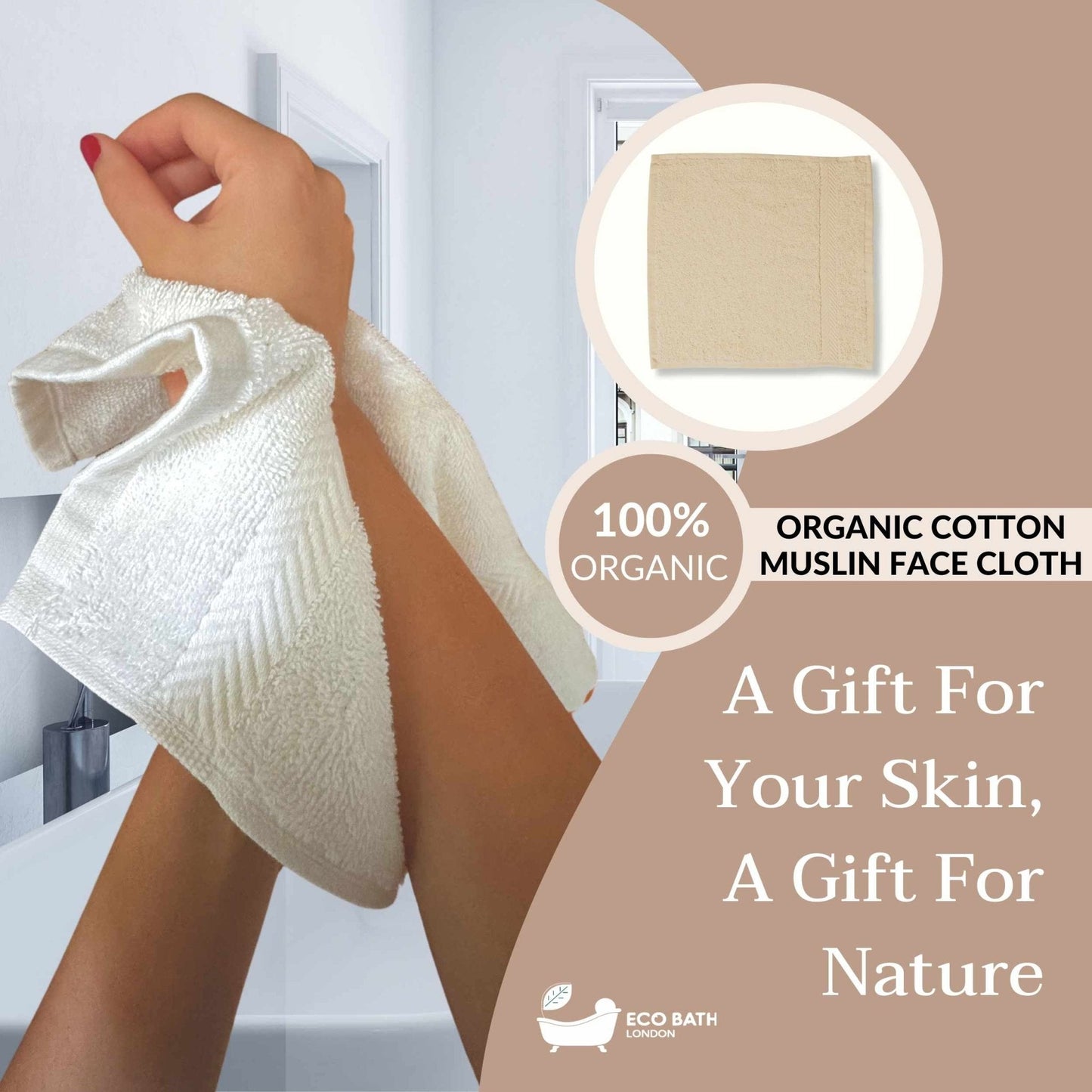 Eco Bath London Organic Cotton Face Flannels 30x30cm