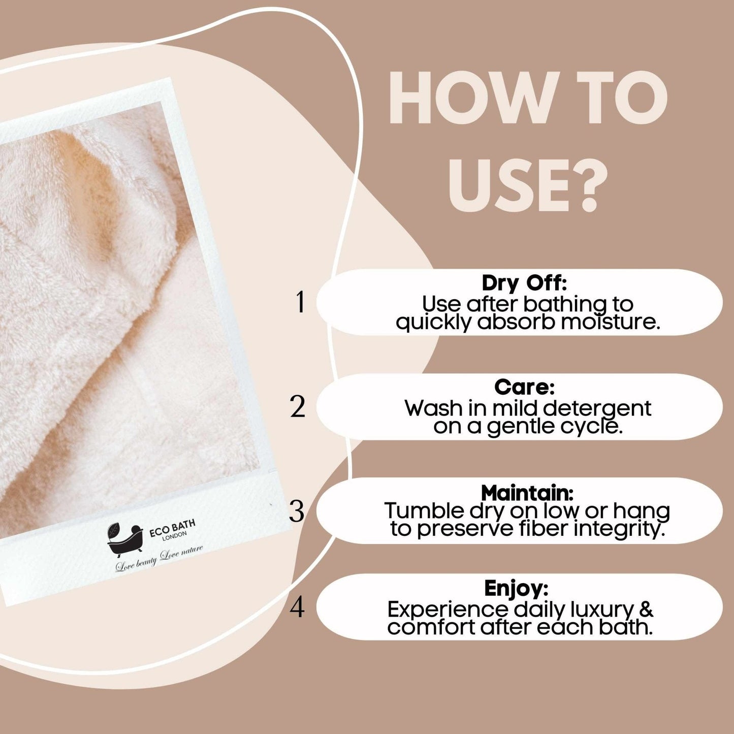 Eco Bath London Organic Cotton Hand Towel - 50x100cm