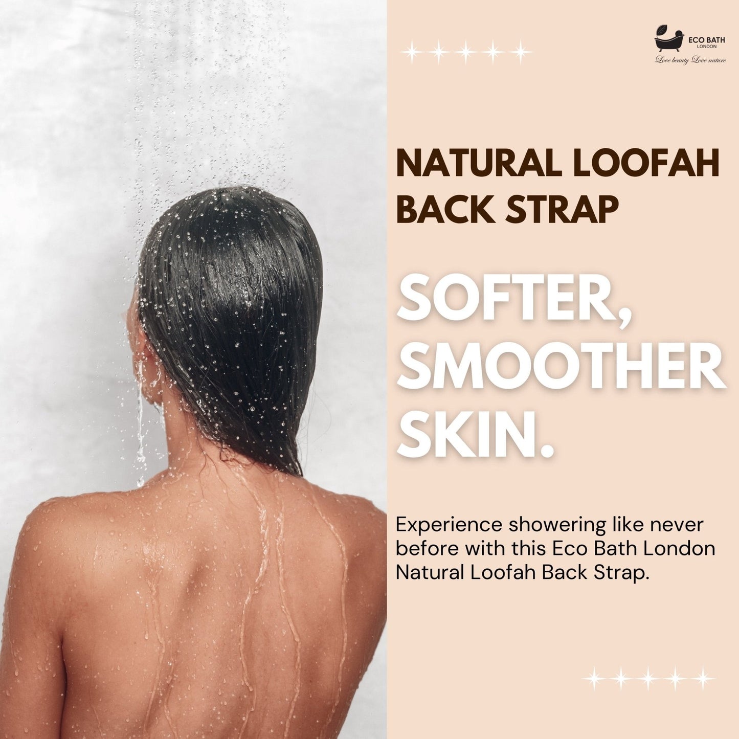 Eco Bath London Natural Loofah Strap - Premium Back Scrubber for Deep Exfoliation