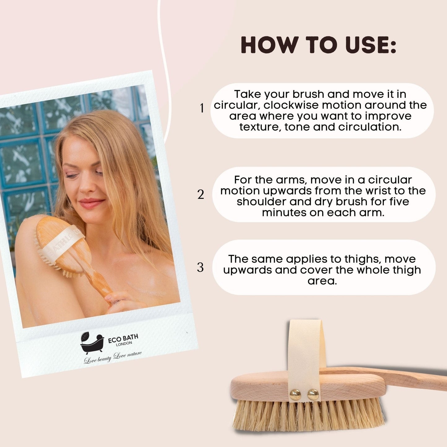 Eco Bath London Natural Hard Sisal Body Brush with Detachable Handle