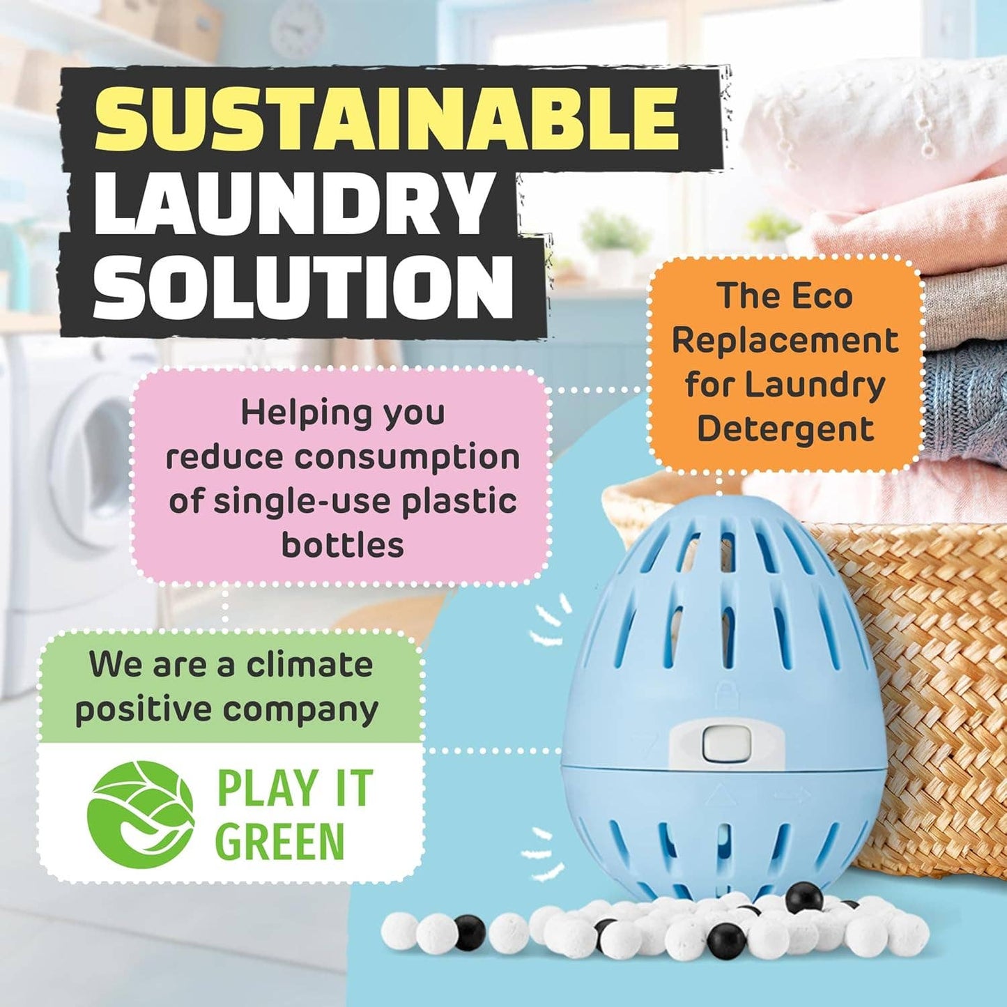 Ecoegg Bio Laundry Egg Fresh Linen 70 Washes Refillable Detergent Alternative