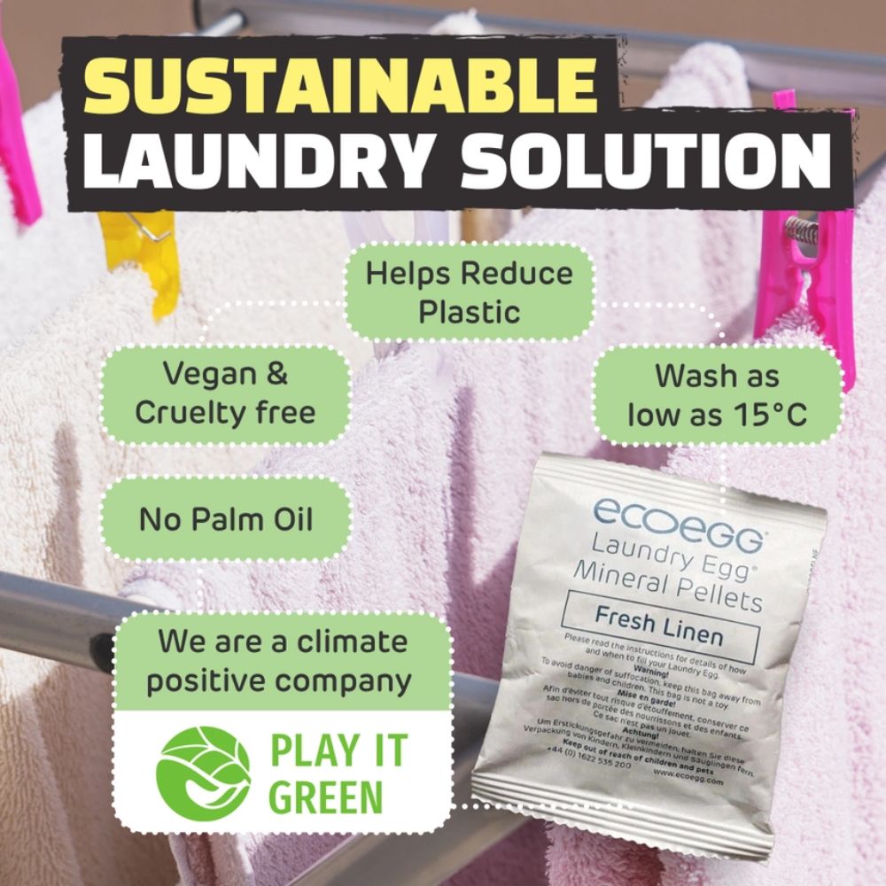 ECOEGG Laundry Egg Washing Detergent Refill Pellets Fresh Linen - Plastic Free Eco Washing Egg, 50 Washes